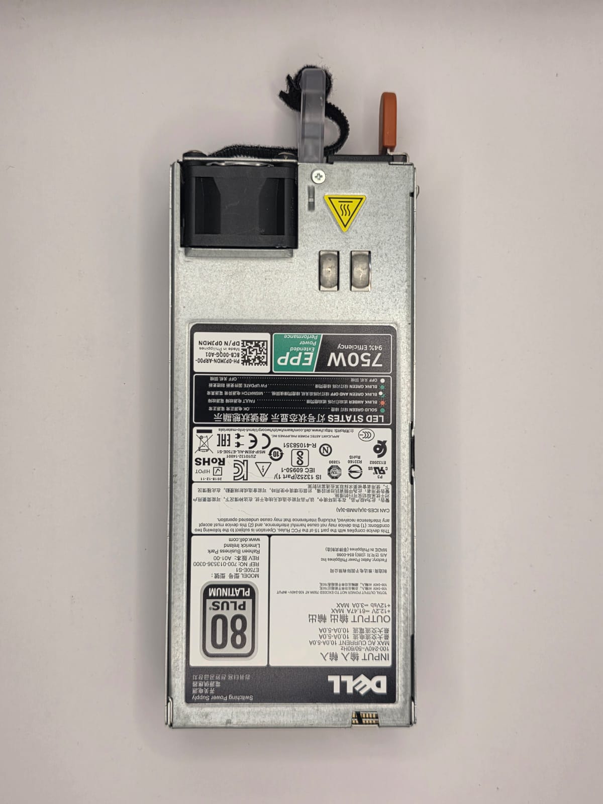 Dell 750W 80+ Platinum Alimentation Serveur EPP — W8R3C — vue 2