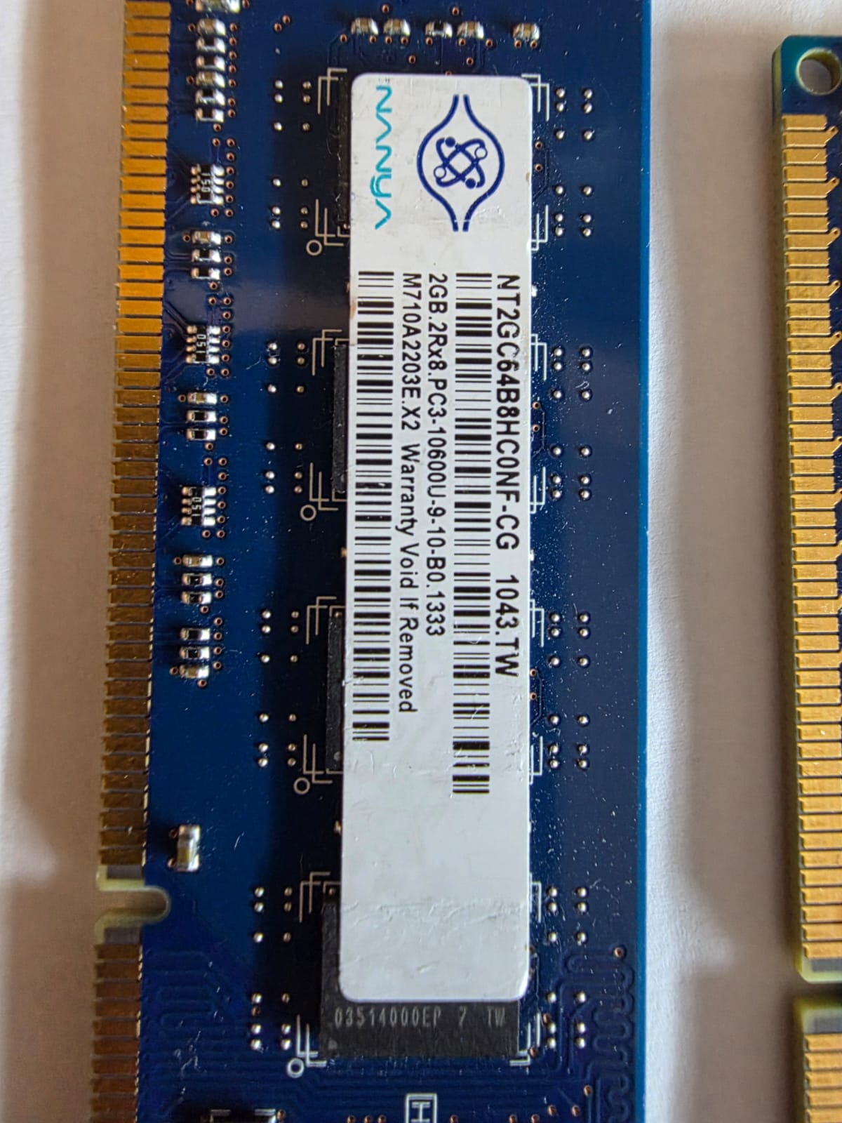 Kit RAM DDR3 4 Go (2×2 Go) Nanya 1333 MHz - NT2GC64B8HC0NF-CG