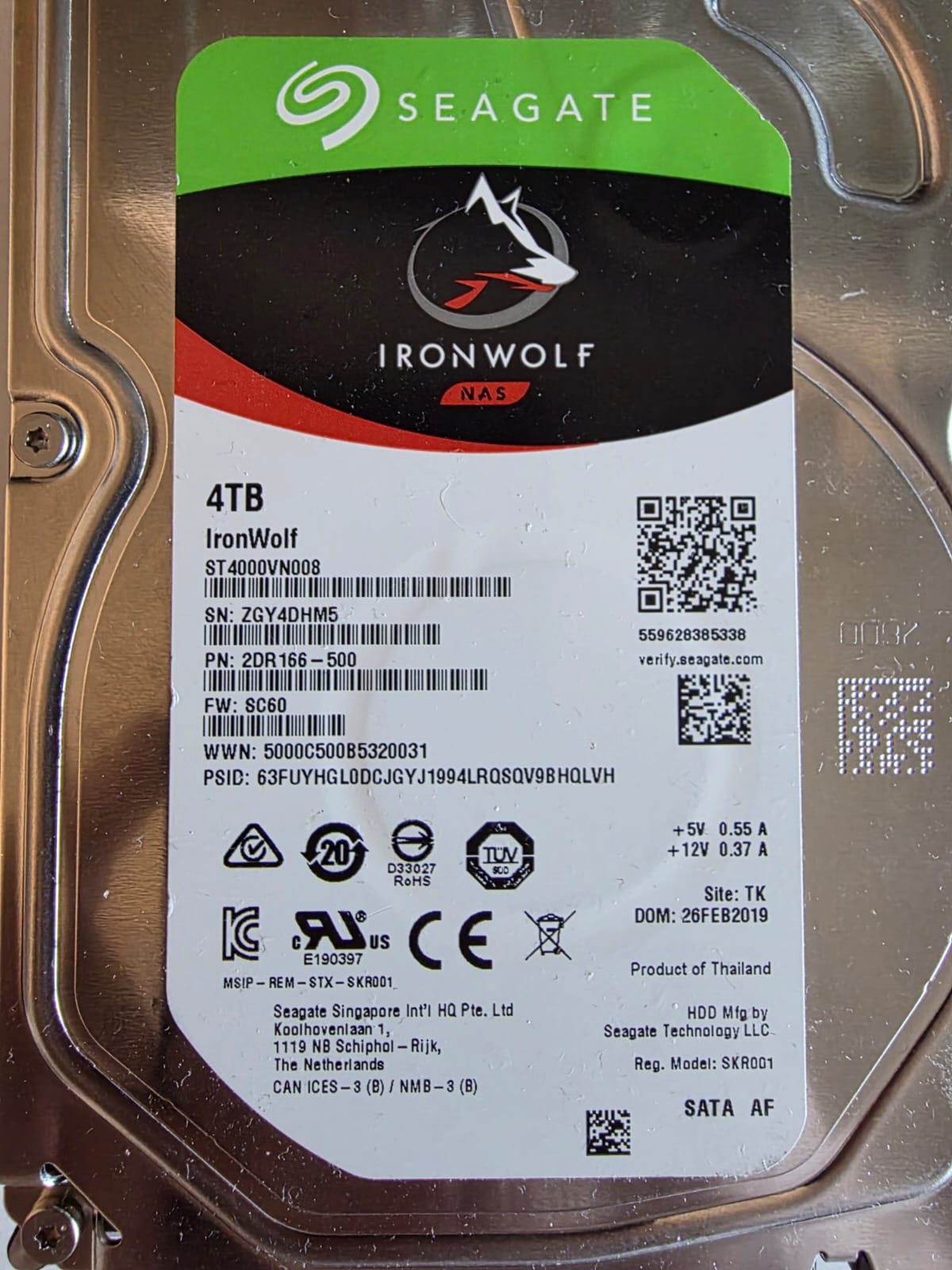Seagate IronWolf NAS 4 To — Disque dur interne 3.5" SATA — ST4000VN008