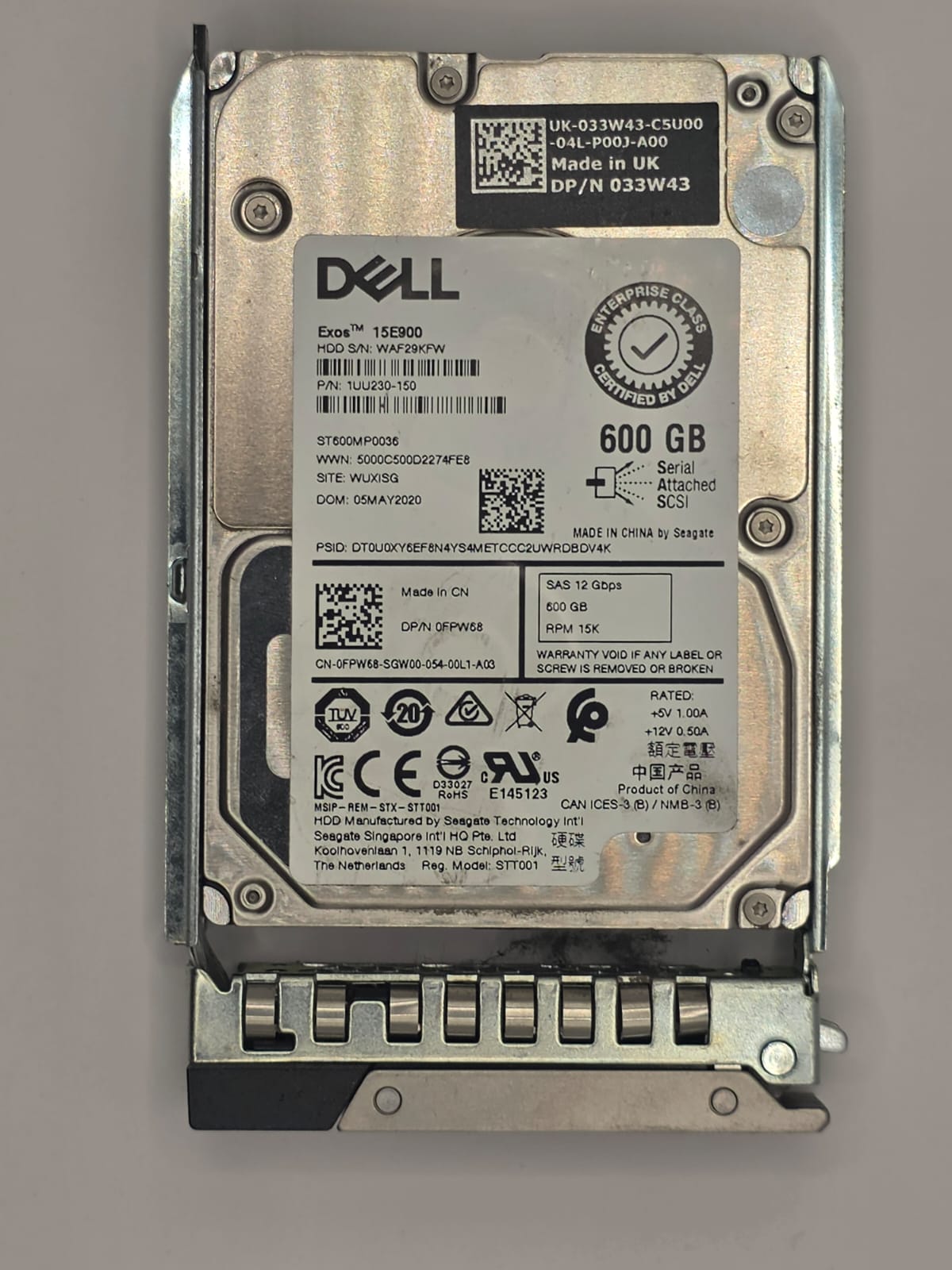 Seagate Exos 15E900 600GB SAS 12Gb/s 15K RPM 2.5" Dell DP/N 0FPW68