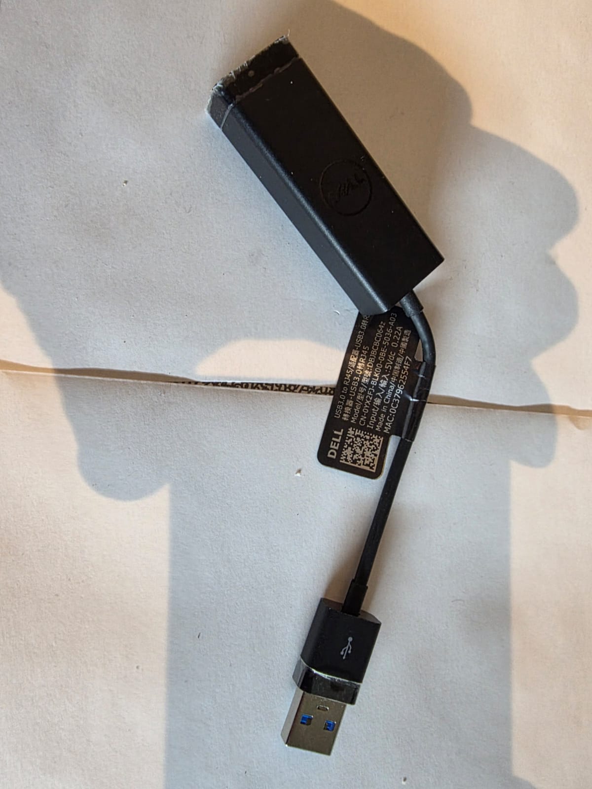 Dell DBJBCBC064Z Adaptateur USB 3.0 vers RJ45 Gigabit Ethernet — vue 3