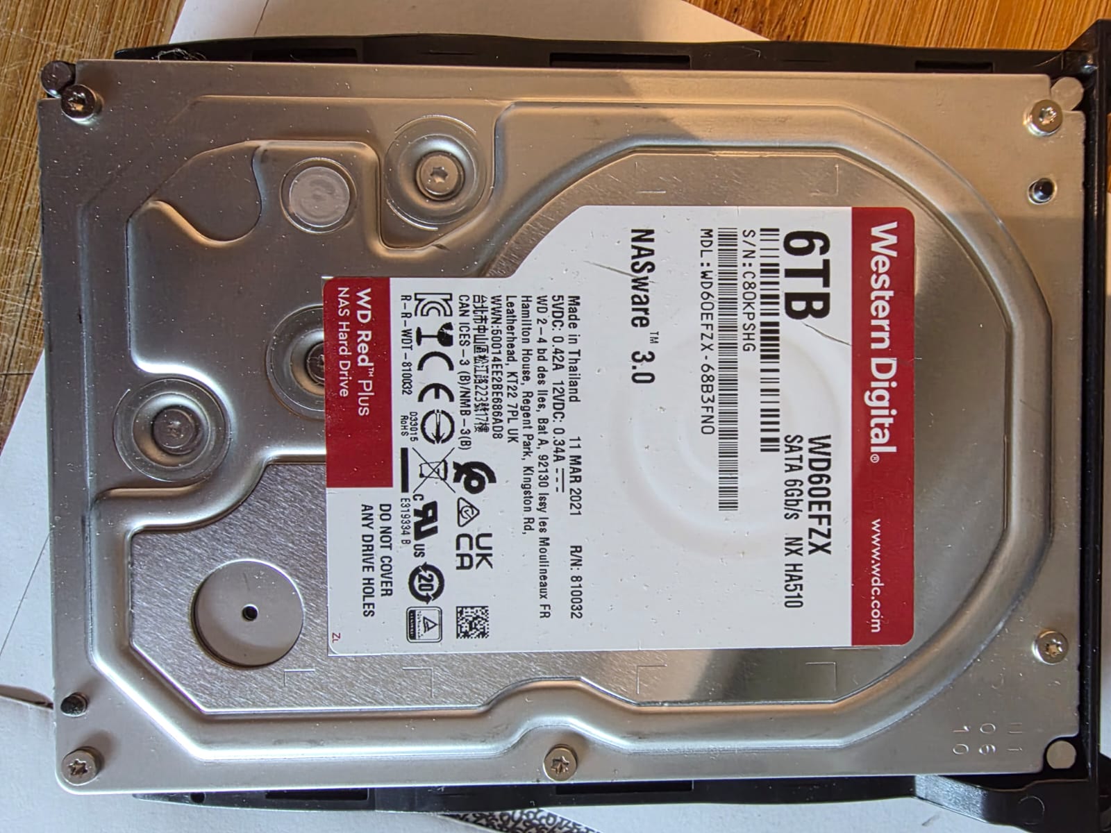 Western Digital WD Red Plus 6To NAS HDD WD60EFZX SATA 6Gb/s 3.5"